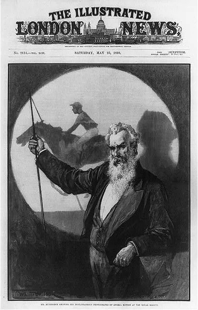 Photograph from 1889: Mr. Muybridge showing his instantaneous…