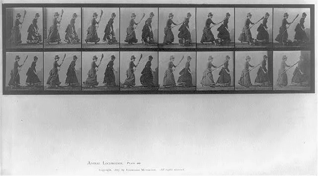 [Woman striking another woman with broom], 1887