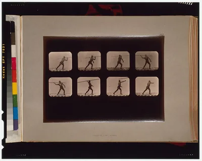 Athletes. Throwing lance, California, Palo Alto, 1881