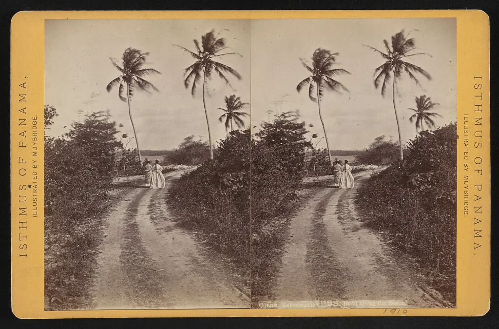 Colon (Aspinwall.) Road along the beach, Panama, Colon, Colón, 1873